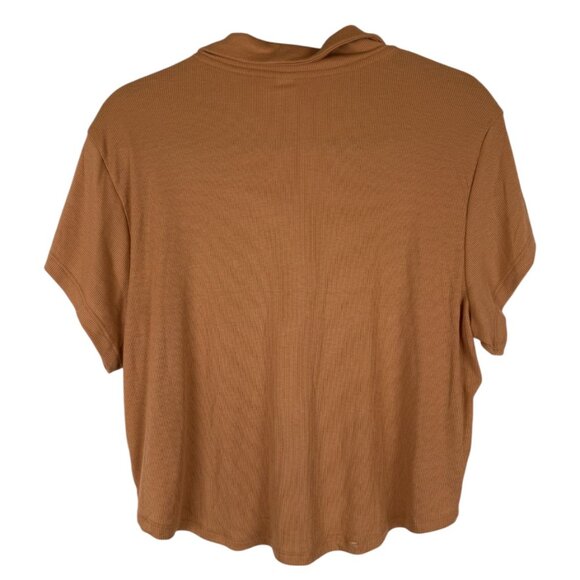 Old Navy Orange/Tan Ultra Lite Rib Knit V Neck Polo Short Sleeve Tee - XL - Picture 5 of 6